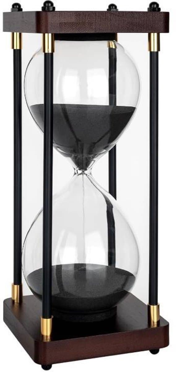 Dekorativt glas timeglas med guld side ramme til stue sofabord skolespil 30 minutter sort_yu