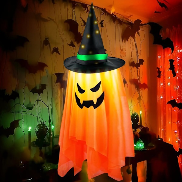 Orange Halloween hanging ghost, LED luminous ghost, halloween party decoration