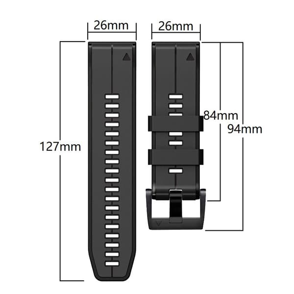 Urrem 22 mm til Garmin Fenix7/7 Pro, Fenix 5, Quatix 5 Sort Black