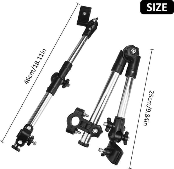 Paraplyholder - Universal Udtrækkelig Foldbar Parasolforbindelse til Kørestol, El-scooter, Klapvogn 30-45 cm Sort_yu