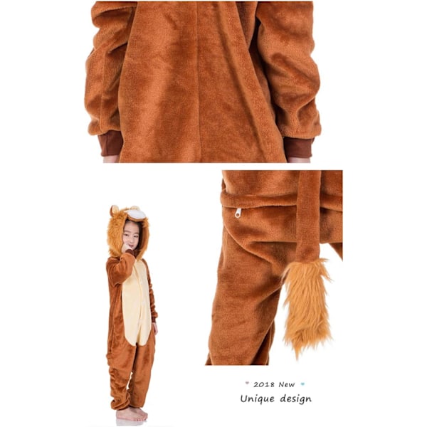 Lasten unisex-hyppyasu, 2023 eläinpuku onesie yöpaita pyjama huppuinen yöasu cosplay kigurumi yöasu joulu halloween Lejon 110