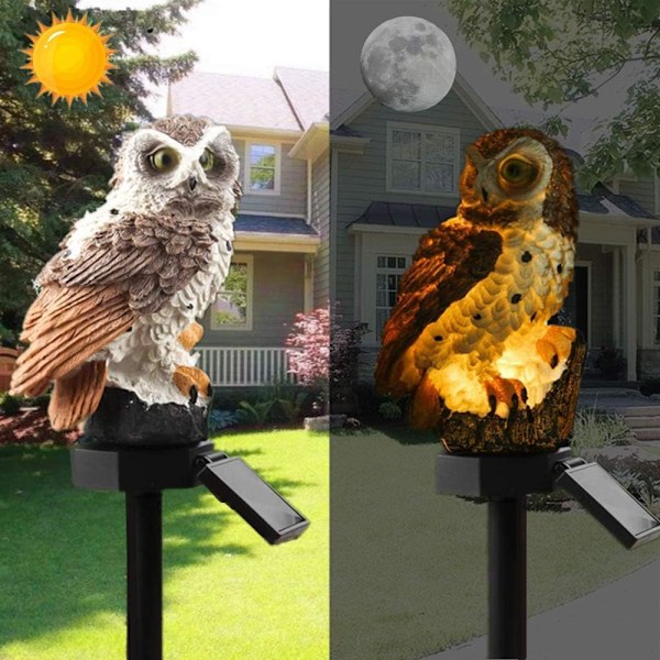 Trädgårdsdekorationer Utomhus Uggla Form Lampa LED Solcellslampa Uggla Gräsmatta Lampa Vattentät Solenergidriven (brun) Brown