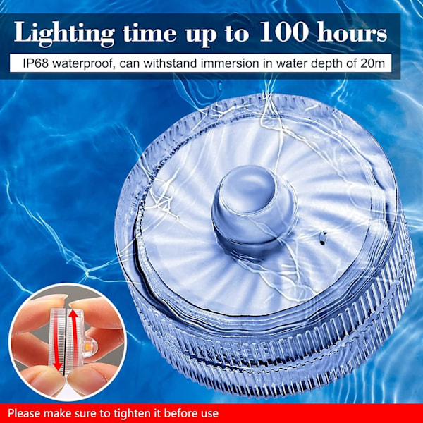 Mini LED-telys, 100 timer undervannslys for dam, basseng, spa, festdekor Varm vit