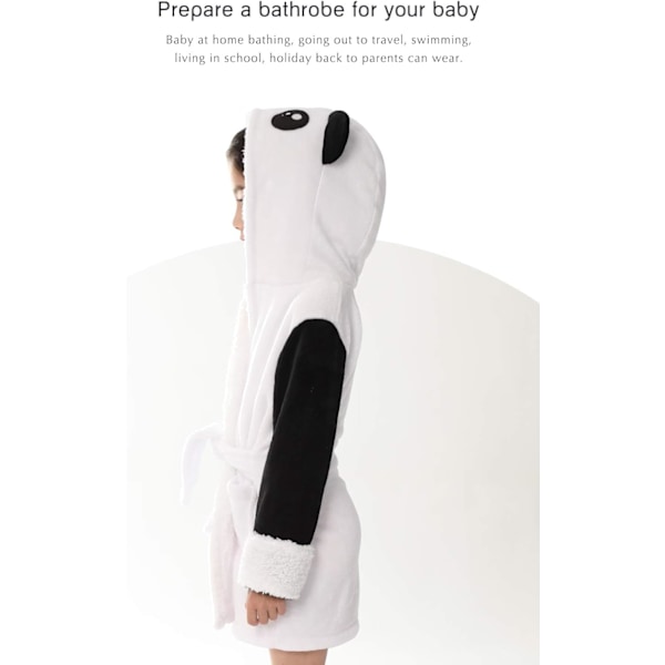 Børnebadekåber Badekåbe 3D Enhjørning med Hætte, Piger Drenge Fleece Blød Kigurumi Tegneserie Morgenhjemmekåbe Natkjole Pyjamas Lommer A-panda 120