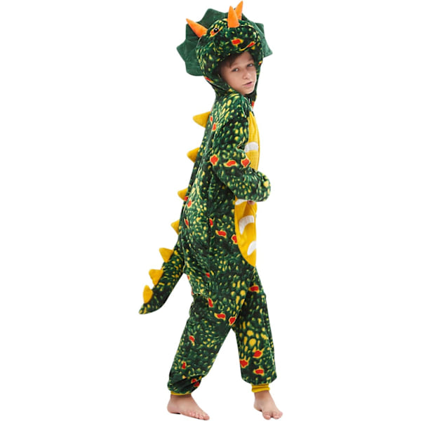 Barn unisex jumpsuits, 2023 kostyme dyreonesie nattkjole pyjamas hettegenser cosplay kigurum nattøy jul Halloween darkgreendinosaur 130