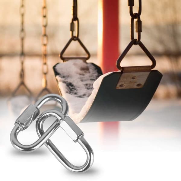 Quick Link Kædeforbinder, 16 Stykker M5/5mm Rustfrit Stål, D-formet til Hængekøjer (Ikke til Klatring)