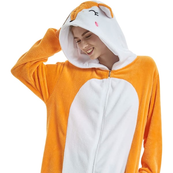 Voksen Unisex Jumpsuits Kostume Dyrekostume Dragt Kick Suit Natkjole Pyjamas Hætte Natbeklædning Cosplay Tegneserie Kigurumi Karneval Jul Halloween A-fuchs L