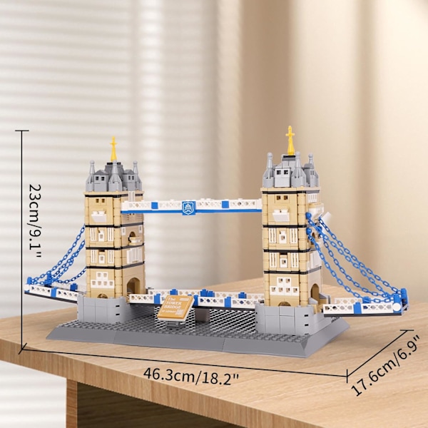 Elizabeth Tower -rakennuslelu Miniarkkitehtuuri Big Ben -rakennuspalikat Sarja Koristeellinen Kuuluisa Maamerkki Rakenussarjat Lapsille ja Aikuisten (911 Palikkaa) Tower Bridge