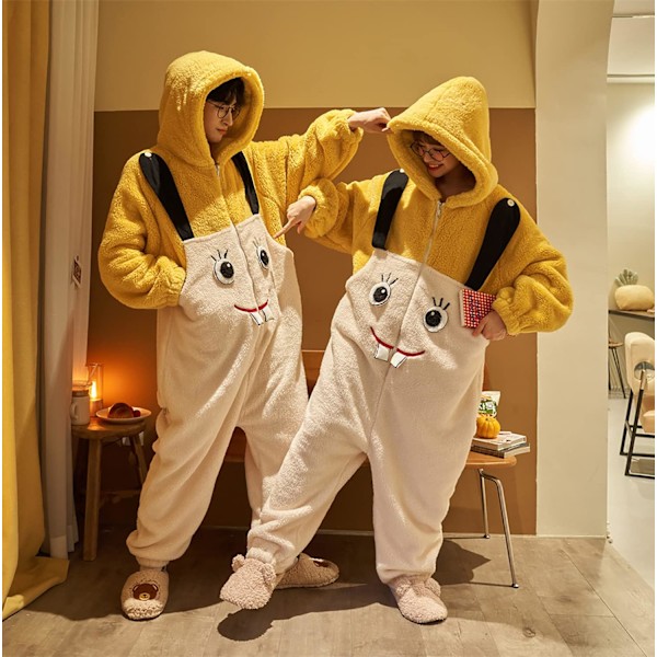 Onesies til kvinder, voksne, Kigurumi Onesies til mænd, pyjamas, fleece, dyr, jumpsuit, nattøj, Halloween kostume, jul, cosplay og fest Män - Svamp2 M