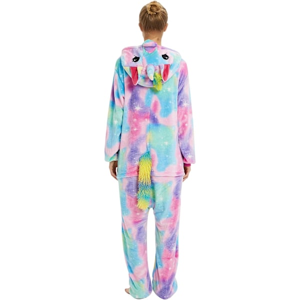 Voksen Unisex Jumpsuits Kostume Dyrekostume Dragt Kick Suit Natkjole Pyjamas Hætte Natbeklædning Cosplay Tegneserie Kigurumi Karneval Jul Halloween B-blå enhörning S