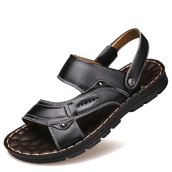 Lædersandaler til mænd, fritidssko, lette og komfortable, til strand og sommer 6682 Brown 42