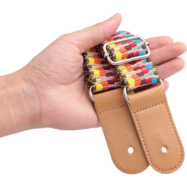 Ukulele-stropp, skulderveske for minigitar, metallspenne, regnbuefarge