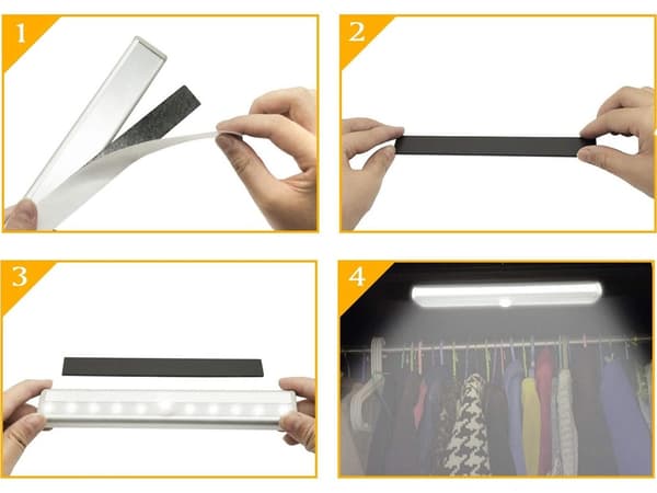 Garderobelampe Bevægelsessensor / Selvklæbende LED-lampe - 19 cm_MGF