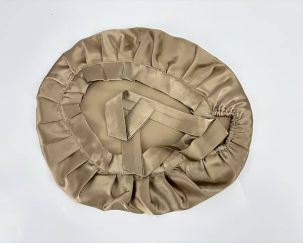 Adjustable Silk Sleep Cap for Long Hair Apricot Apricot