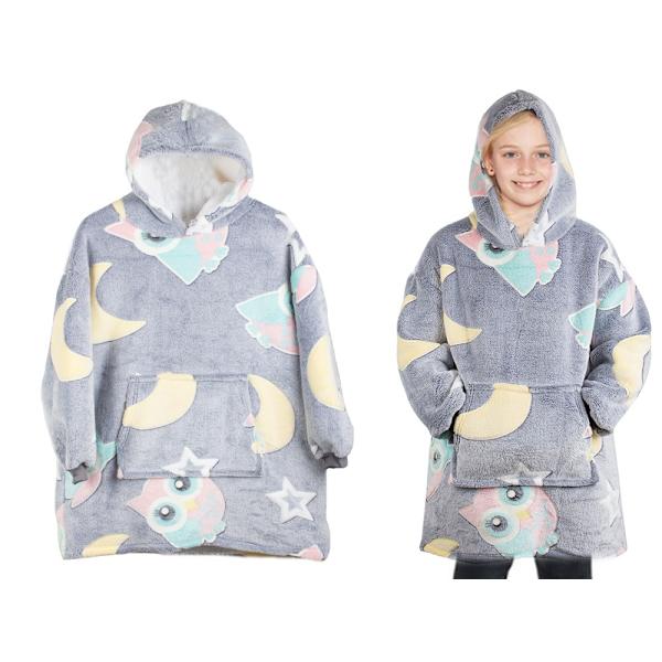 Oversized Børne Hættetrøje med Hætte - Selvlysende_MGF LightGrey
