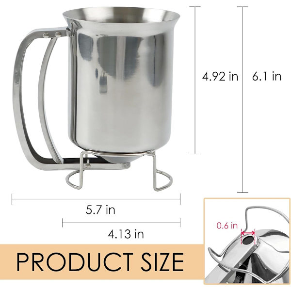 Røredispenser - 800 ml pannekakerøredispenser - Deigdispenser - Røredispenser for å lage pannekaker, kaker og vafler - Sølv