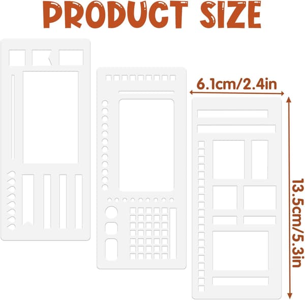 3-pack Journal Stencil Set, Återanvändbara Planeringsmallar Skapa Anpassade Vecko- och Månadslayouter för Punktnät-journaler