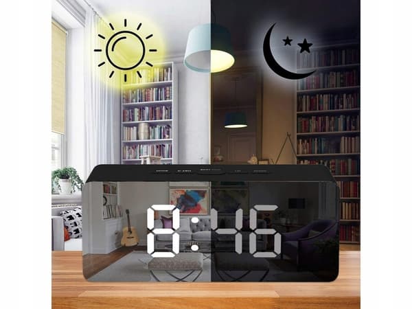 Vækkeur med LED & Termometer - Klocka_MGF Black