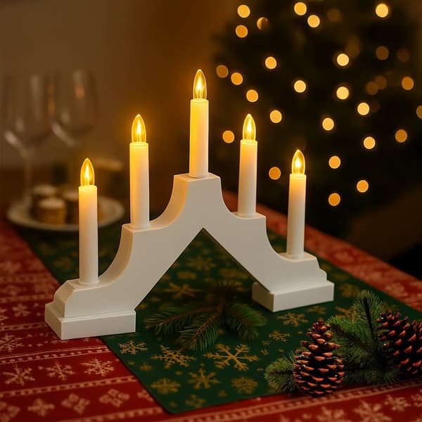 Adventsljusstake med 5 LED-julljus och timer, batteridriven JUMI_MGF