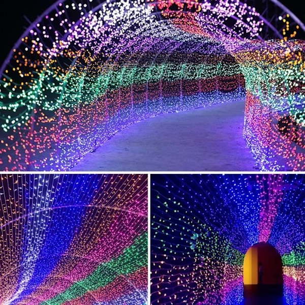 100M Ulkoilma LED-valosarja 8 Tilaa Jouluvalot IP44 Vedenkestävä Puutarhan Koristeluun Monivärinen