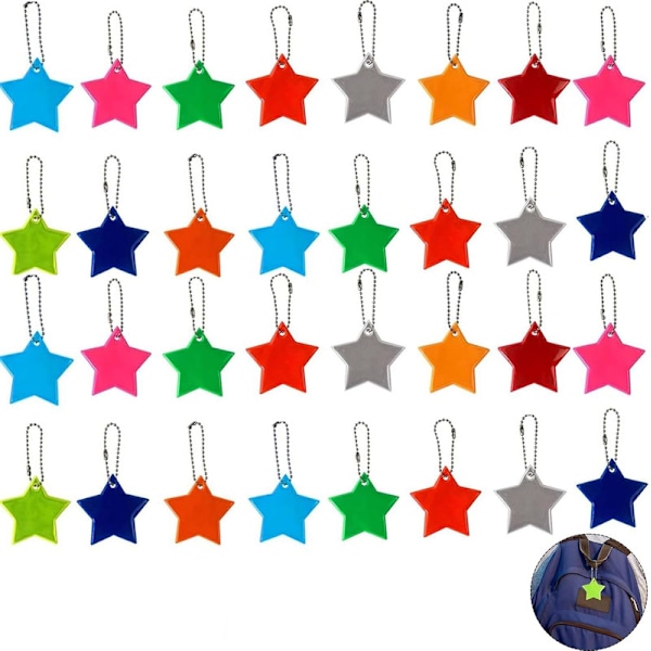 32 pieces reflector pendant, star reflector pendant child reflector pendant for school bags,