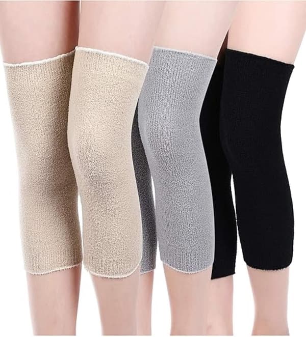 Vinterförtjockade knäskydd för kvinnor, varm korallfleece, en storlek, 3-pack