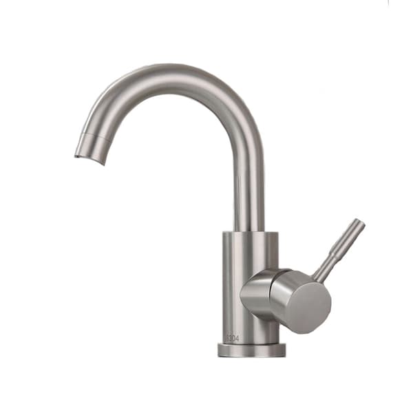 Brushed Bathroom Faucet with Arched Spout (without hose) Silver Silver