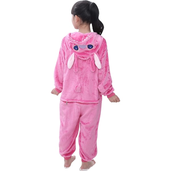 Lasten unisex-hyppyasu, 2023 eläinpuku onesie yöpaita pyjama huppuinen yöasu cosplay kigurumi yöasu joulu halloween Rosa stygn 140