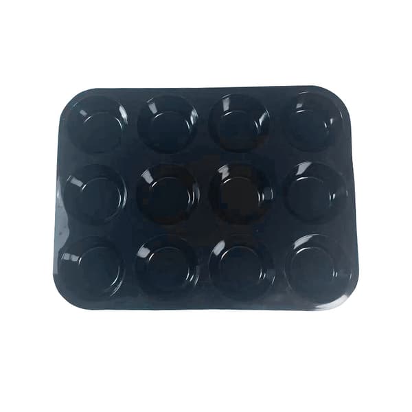 Silikonkakeform - Muffinsform med 12 kopper Svart Black