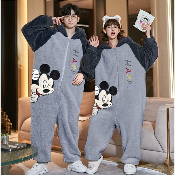 Aikuisten unisex-hyppyhaalareita, eläinpuku-onesie, yöpaita, pyjama, huppari, yöasu, cosplay, pahvilaisten yöasuja juhliin, halloween mickey herr XL