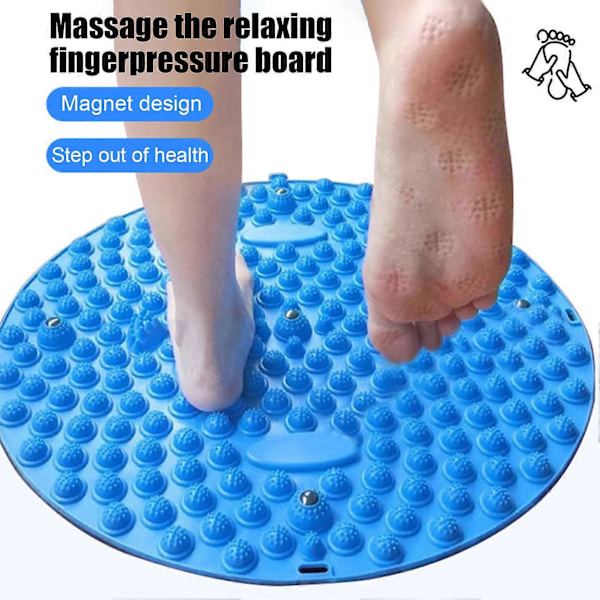 Fotmassage Stenmatta, Fotreflexologimatta med Magnetisk Terapi Akupressurskiva, Avslappningsmassage Matta Fotmassageplatta, Tryckpunktsplatta Light Blue
