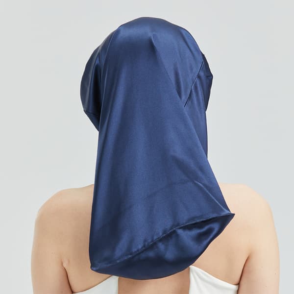 Lang sovehette 100% silke Marineblå NavyBlue