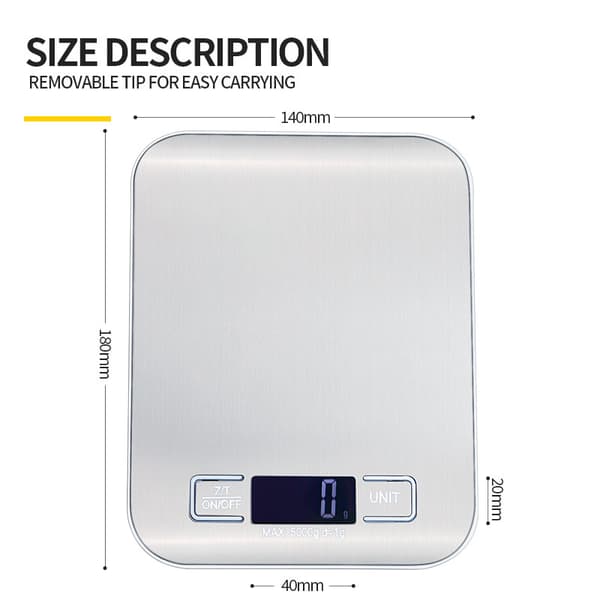 Digital köksvåg - 5 kg kapacitet - Precision 1g - LCD-skärm - För matlagning och bakning - Vit