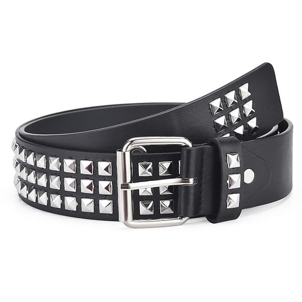 Dobbelt belte, Metal Punk Rock Nitbelte med Lyse Pyramid Stud