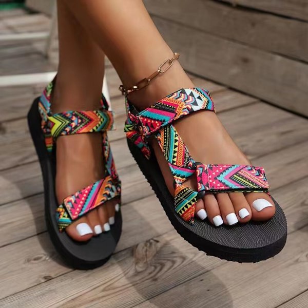Naisten kesäsandaalit pellavaköysi litteät espadrillokset plus-koko rento ranta ulkoilukengät Multicolor 35