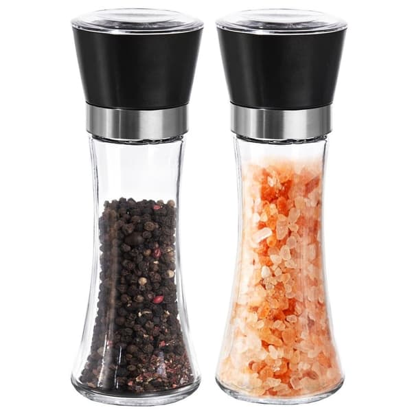 Salt- og peberkværn i glas, 2 stk., 18,5 cm_MGF