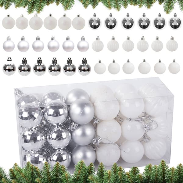 36-pack Julgranskulor - Silver & Vit - 3 cm_MGF