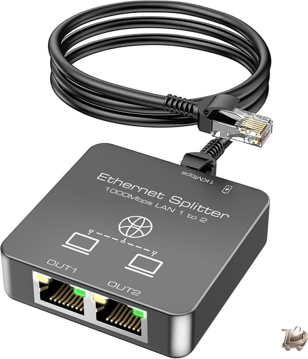 Ethernet Splitter 1 til 2 RJ45-porte, 1000 Mbps Gigabit LAN-adapter Plug And Play, til pc, bærbar computer, router, tv-boks, PS5, PS4, Xbox, grå
