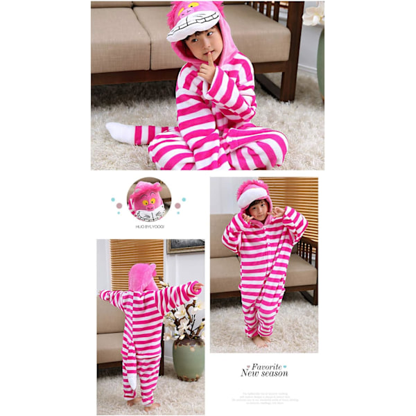 Lasten unisex-hyppyasu, 2023 eläinpuku onesie yöpaita pyjama huppuinen yöasu cosplay kigurumi yöasu joulu halloween cheshirecat 110