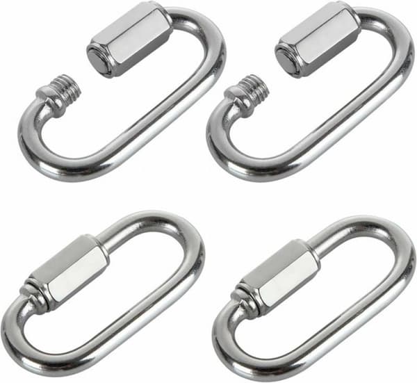 Quick Link Kædeforbinder, 16 Stykker M5/5mm Rustfrit Stål, D-formet til Hængekøjer (Ikke til Klatring)