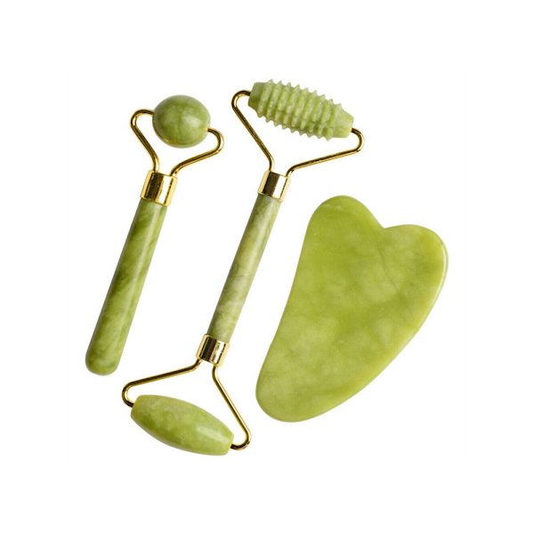 Jade Massage Roller Sæt / Gua Sha Ansigtsmassage - 3 dele_MGF