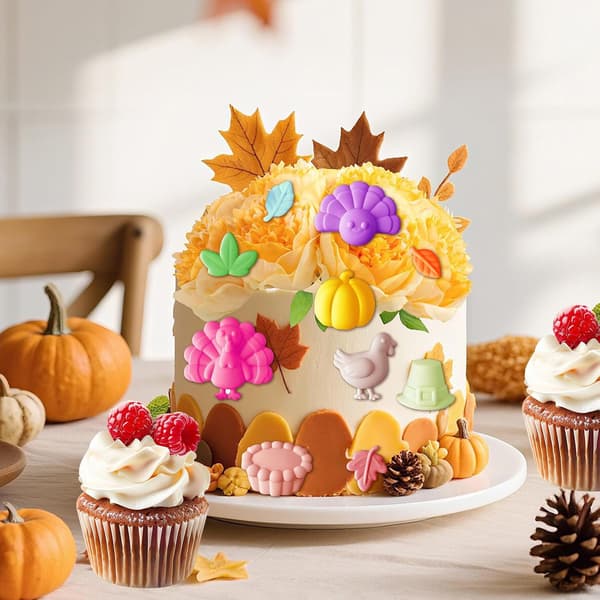 2-pak efterår Thanksgiving chokolade silikoneforme, efterår græskar kalkun blade silikoneforme bagesæbe til Halloween efterår cupcake kagepynt
