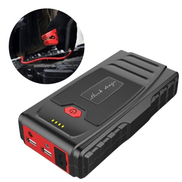 Bärbar bilbatteristartluftkompressor med startmotor, luftpump och mobil ström