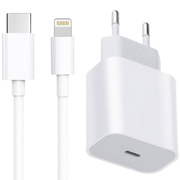 iPhone laddare för Apple 11/12/13 USB-C strömadapter 20WPD+Kabel White Vit