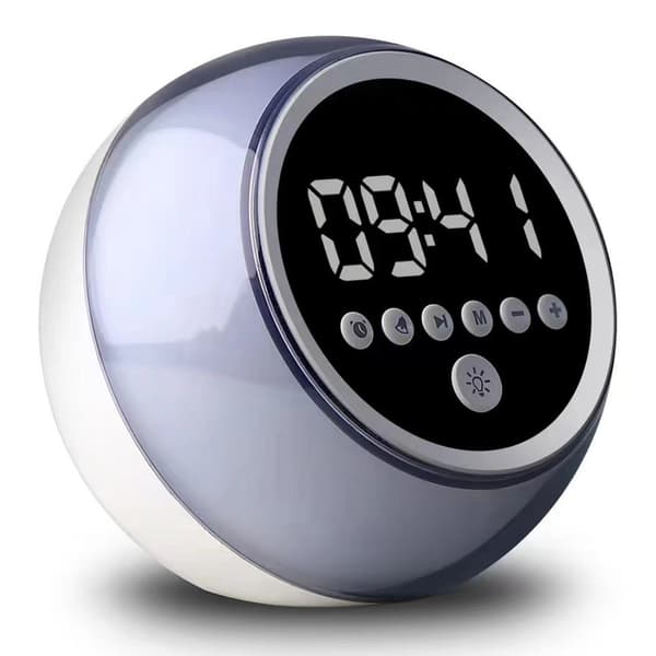 Alarm Clock Bluetooth Speaker Dimmable FM Radio Timer Function Grey_MGF grå