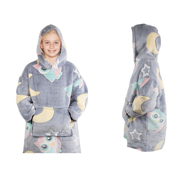 Oversized Børne Hættetrøje med Hætte - Selvlysende_MGF LightGrey