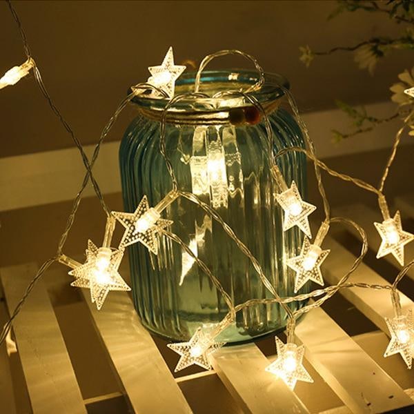 Star Light String Twinkle Garland Battery Operated Lamp for Christmas New Year Decorations Warm white