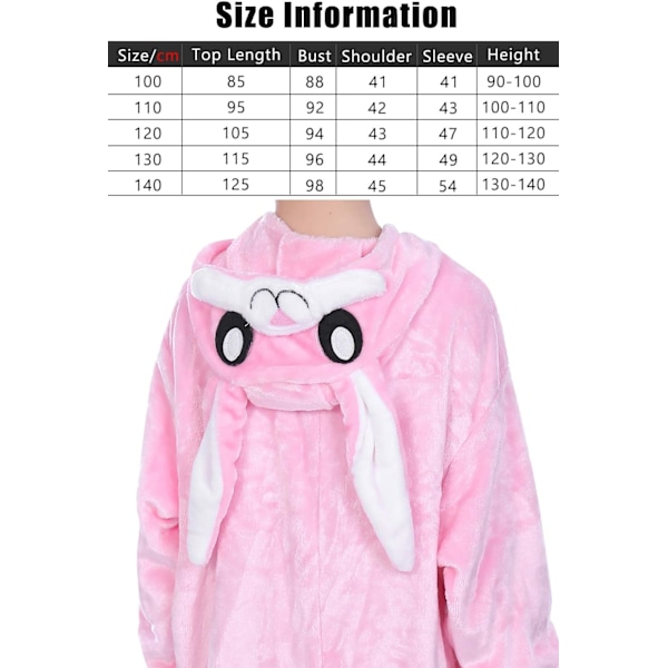 Barn/Unisex Fancy Dress Djurdräkt Onesie Pyjamas Jumpsuit Cosplay Kigurumi Jul Halloween Maskerad Rosa kanin 130