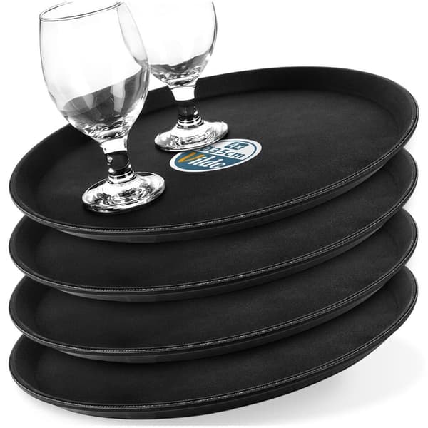 Svart sklisikker serveringsbrett 35 cm 4 stk._MGF