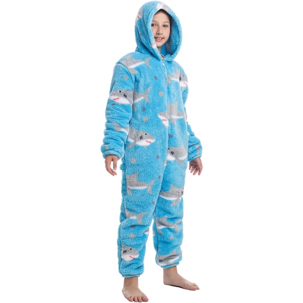 Barnens unisex jumpsuit, 2022 kostymdjur onesie nattklänning pyjamas huvad nattkläder cosplay kigurum nattkläder jul halloween Haj 120